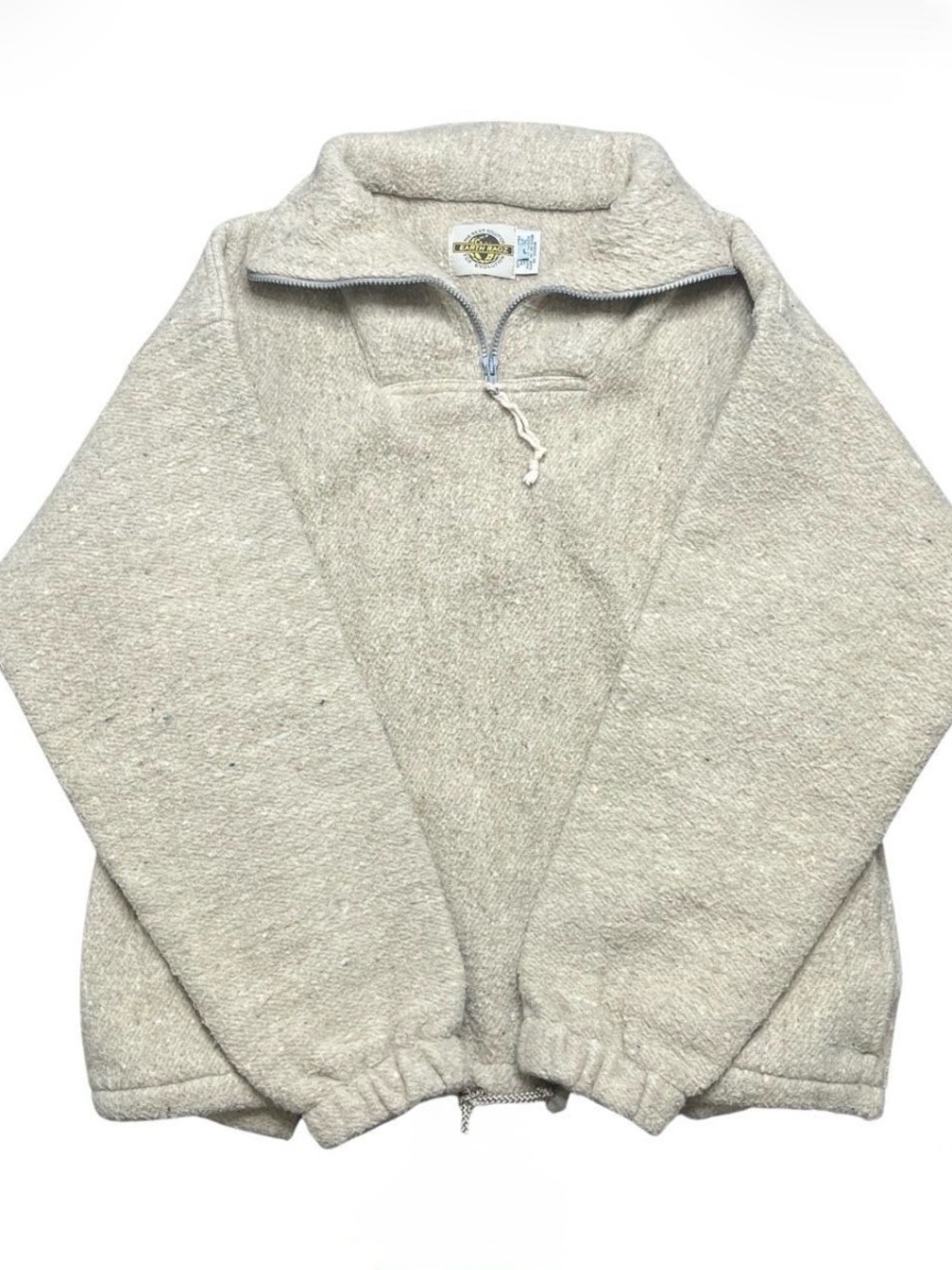 Men's Cream Half-Zip Sherpa Pullover Sweater